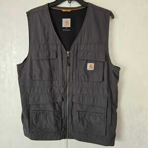 Carhartt Mens M Briscoe Rain Defender Force Utility Vest Gray Workwear Outdoor